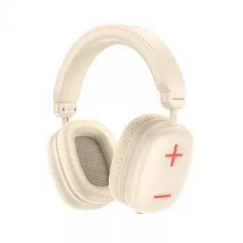 AWEI AT6 draadloze over-ear Bluetooth-koptelefoon met microfoon, beige/off-white, opvouwbaar, 40-mm drivers, USB-C, 12 uur afspelen