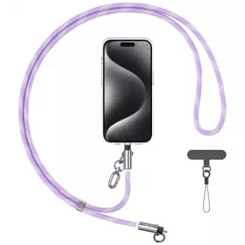 USAMS SJ746 30W USB-C naar Lightning kabel met telefoonlanyard, 1,2 m, paars
