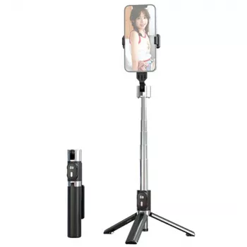 USAMS ZB324 mini draadloos selfiestick-statief met Bluetooth-afstandsbediening - zwart