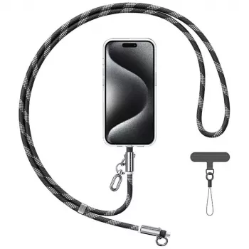 USAMS SJ746 30W USB-C naar Lightning telefoon-lanyard-laadkabel 1,2 m zwart