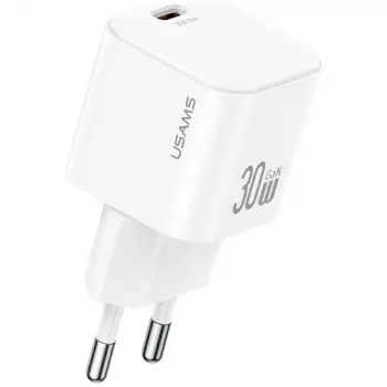 USAMS JO Series CC262 30W GaN USB-C-voeding met 1m USB-C-kabel - wit