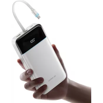 CUKTECH LPB252N 120W 25000mAh powerbank met geïntegreerde USB-C-kabel - wit