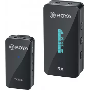 BOYA BY-XM6-S1 Mini 2,4 GHz draadloos microfoonsysteem met lavalier-microfoon, OLED-ontvanger, 100 m bereik