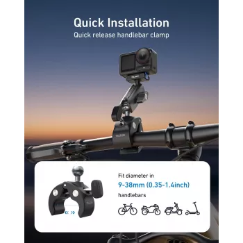 TELESIN Magic Arm Clamp Mount voor DJI Osmo Action 5 Pro/4/3, Osmo 360, GoPro, Insta360 – S3-HBM-14-TDJ