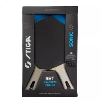 STIGA Sonic V2 hobby tafeltennisset – 2 bats, 3 ballen, net & palen