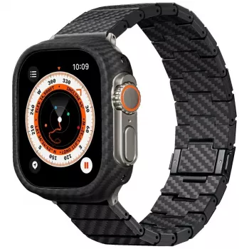 PITAKA Carbon Fiber Modern Watch Band voor Apple Watch 42/44/45/49mm zwart grijs