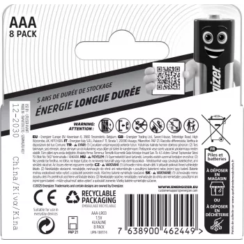 Energizer Everyday alkalinebatterijen AAA/LR03, verpakking van 8 (DHP8)