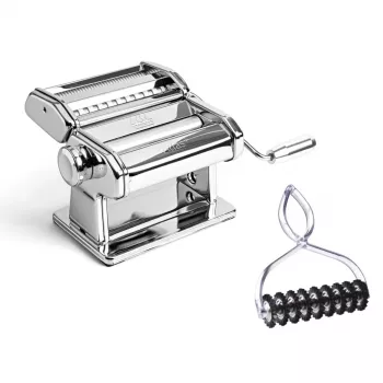 Marcato Atlas+ Chrome Pastamachine met Pastabike Multi-Cutter