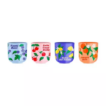 Bialetti Fruit Vibes Keramische koffietassenset, 300 ml, Meerkleurig, vaatwasser- en magnetronbestendig