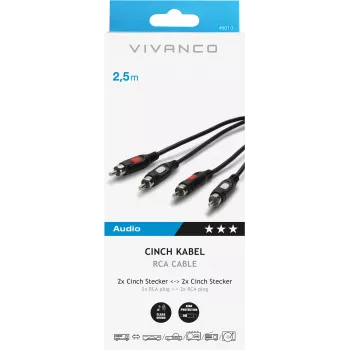 Vivanco audiokabel 2xRCA naar 2xRCA 2,5 m (VVA2RCA25MMK)