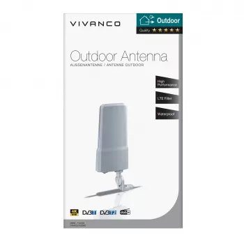 Vivanco VVANOUT42DBG actieve buitenantenne voor DAB/DAB+ en DVB-T/DVB-T2, 42 dB versterking, F-stekker, zwart/grijs