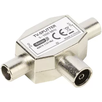 Vivanco afgeschermde 2-weg tv-antennesplitter, coaxiale aansluiting naar 2 stekkers (VVANSHILD2M1F)