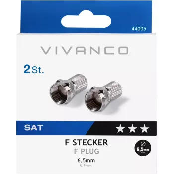 Vivanco F-connector voor 6,5 mm kabel, 2 stuks (VVSATADAPTF65MM2P)