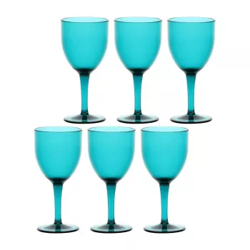 ROSE&TULIPANI FIABA set van 6 acryl wijnglazen 400 ml, turquoise