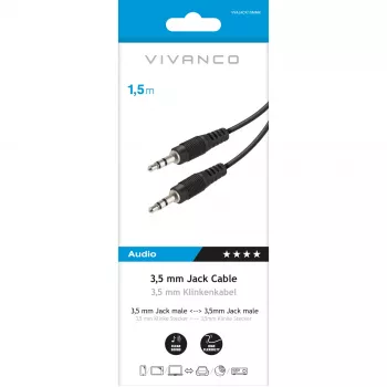 Vivanco audiokabel 3,5 mm naar 3,5 mm 1,5 m (VVAJACK15MMK)