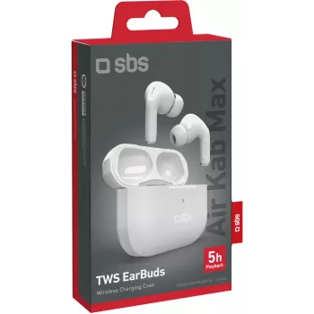 SBS Air Kab Max TWS-oortjes met draadloze oplaadcase, wit (TEEARTWSPMAXBTW)