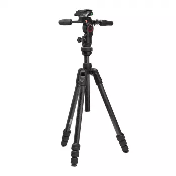 Manfrotto MKBFRTC4GTFB-3W Befree GT Carbon Fiber reisstatief met 3-weg fluidkop, twist-locks, 10kg draagvermogen, 164cm max. hoogte, zwart