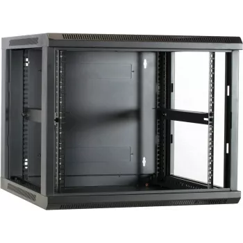 DSIT DS6609 9U wandmontage serverkast met glazen deur, 600x600x501 mm, zwart