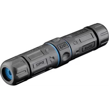 DSIT Cat6 STP RJ45 outdoor-koppeling IP68, bus naar bus, gigabit, PoE, zwart