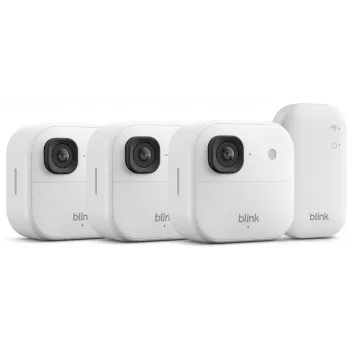 Amazon Blink Outdoor 2K+ bewakingscamera, systeem met 3 camera's, wit (B0F95QGG7M)