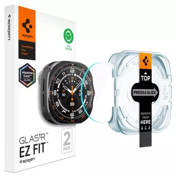 Spigen Glas.TR EZ-FIT AC displayschermfolie voor Samsung Galaxy Watch Ultra 2 (47mm) transparant 2-pack