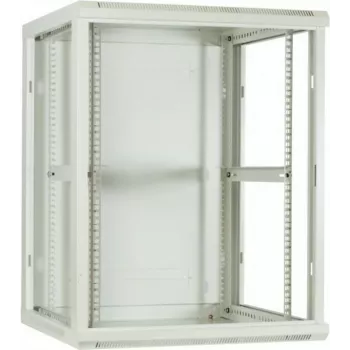 DSIT 18U wandmontage serverkast met glazen deur, 600x600x900 mm, wit