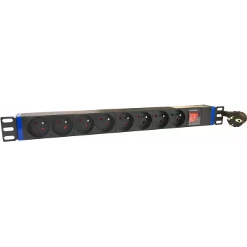 DSIT DS-8PDU-PE 19 inch rack-PDU, 8 Schuko-stopcontacten, 16A, 2m kabel, zwart