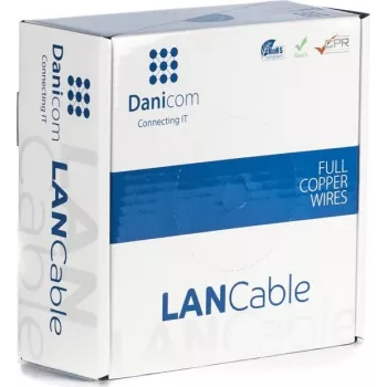 DSIT Danicom CAT5e UTP netwerkkabel 50m massieve ader LSZH Dca blauw 100% koper