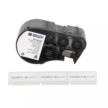 BRADY M4-124-490 B-488 ultra-agressief polyester label rol voor BMP41/BMP51/BMP53/M511, wit, 38,1 mm x 4,87 m
