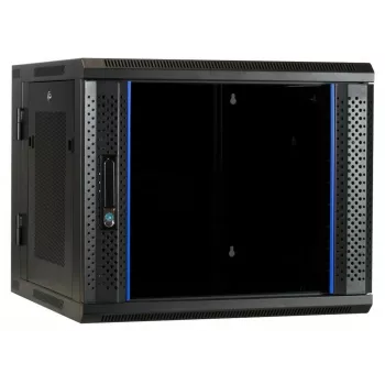 DSIT 6U wandrack met geharde glazen deur, omkeerbaar, 600x450 mm, Zwart