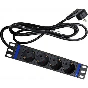 DSIT DS10-4PDU 10 inch rackmount-stroomverdeleenheid, 4 Schuko-stopcontacten, 16A, zwart