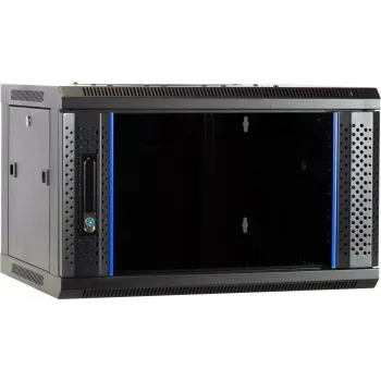 DSIT 6U wandmontage-serverbehuizing met glazen deur, 600 x 450 x 367 mm, zwart, DS6406