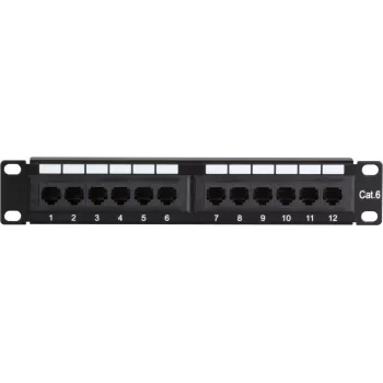 DSIT DS-10Patch6-12UTP 10 inch 12-poorts UTP CAT6 patchpaneel, 1U rackmontage, zwart