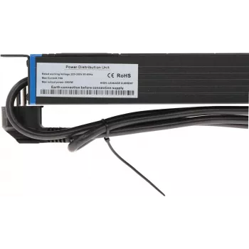DSIT DS-8PDU-MO 19 inch 8-voudige master-overbelastingsbeveiliging-stekkerdoos, 0,48 m kabel, zwart