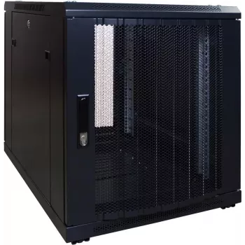 DSIT 12U vrijstaande serverrack-kast, 600x600x720 mm, geperforeerde afsluitbare voordeur, zwart