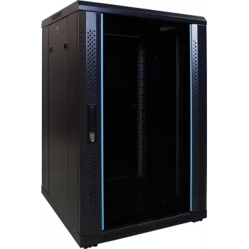 DSIT DS6618 18U 19 inch serverrack-kast met glazen deur, 600x600x1000 mm, zwart
