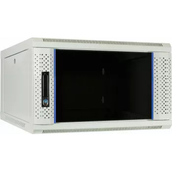 DSIT 6U wandmontage-serverkast met glazen deur, wit, 600x600x368 mm