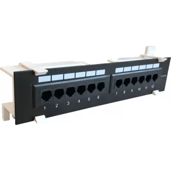 DSIT CAT 6a wandmontage-patchpaneel, 12-poorts UTP, zwart