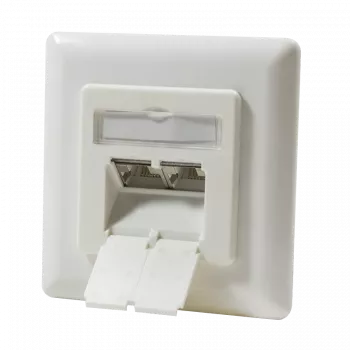 DSIT DC-Wall-In-STP6A-I inbouw Cat.6a afgeschermde 2-poorts RJ45-contactdoos, ivoor