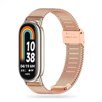 Tech-Protect MilaneseBand roestvrijstalen bandje voor Xiaomi Smart Band 8, roségoud