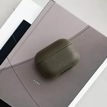 UNIQ Terra echtleren case voor Apple AirPods Pro – olijfgroen
