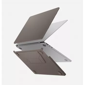 UNIQ Lyden Versa Hard Shell Folio-hoes voor MacBook Air 13 inch (M2 2022 / M3 2024 / M4 2025 / M5 2026), grijs