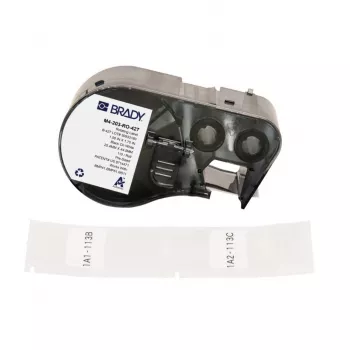 BRADY roterende zelflaminerende etikettencartridge voor DYMO XTL – 24mm x 4m, zwart op wit/transparant, industrieel polyester