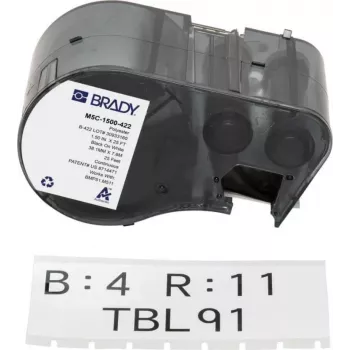BRADY M5C-1500-422 eindloze etikettencartridge voor BMP51/BMP53/M511 - zelflaminerend vinyl, 25,4 mm x 6,4 m, wit/transparant