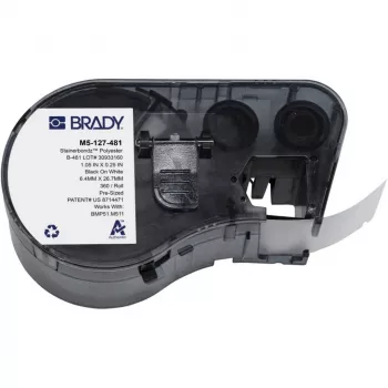 BRADY BMP51/BMP53/M511 zelflaminerende vinyl etiketcartridge, wit/transparant, 25,4 mm x 25,4 mm, 250 etiketten
