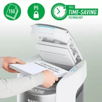 Leitz IQ Optimax AutoFeed 150 Papiervernietiger, P-5, 150 vellen, opvangbak 15 L