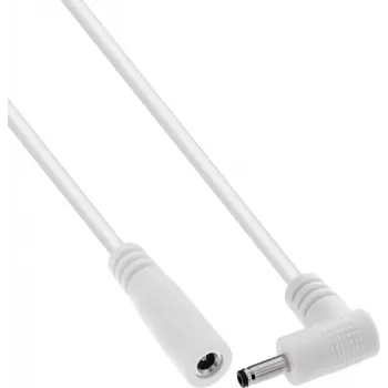 InLine® DC-verlengkabel, haakse stekker, 3,5 x 1,35 mm, wit, 2 m