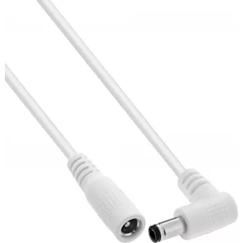 InLine® DC-verlengkabel, haakse stekker, 5,5 x 2,5 mm, wit, 2 m