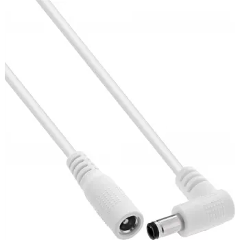InLine® DC-verlengkabel, haakse stekker, 5,5 x 2,5 mm, wit, 1 m