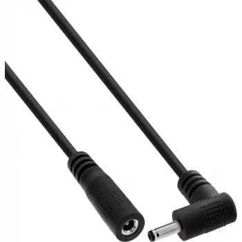 InLine® DC-verlengkabel, haakse stekker, 3,5 x 1,35 mm, zwart, 2 m